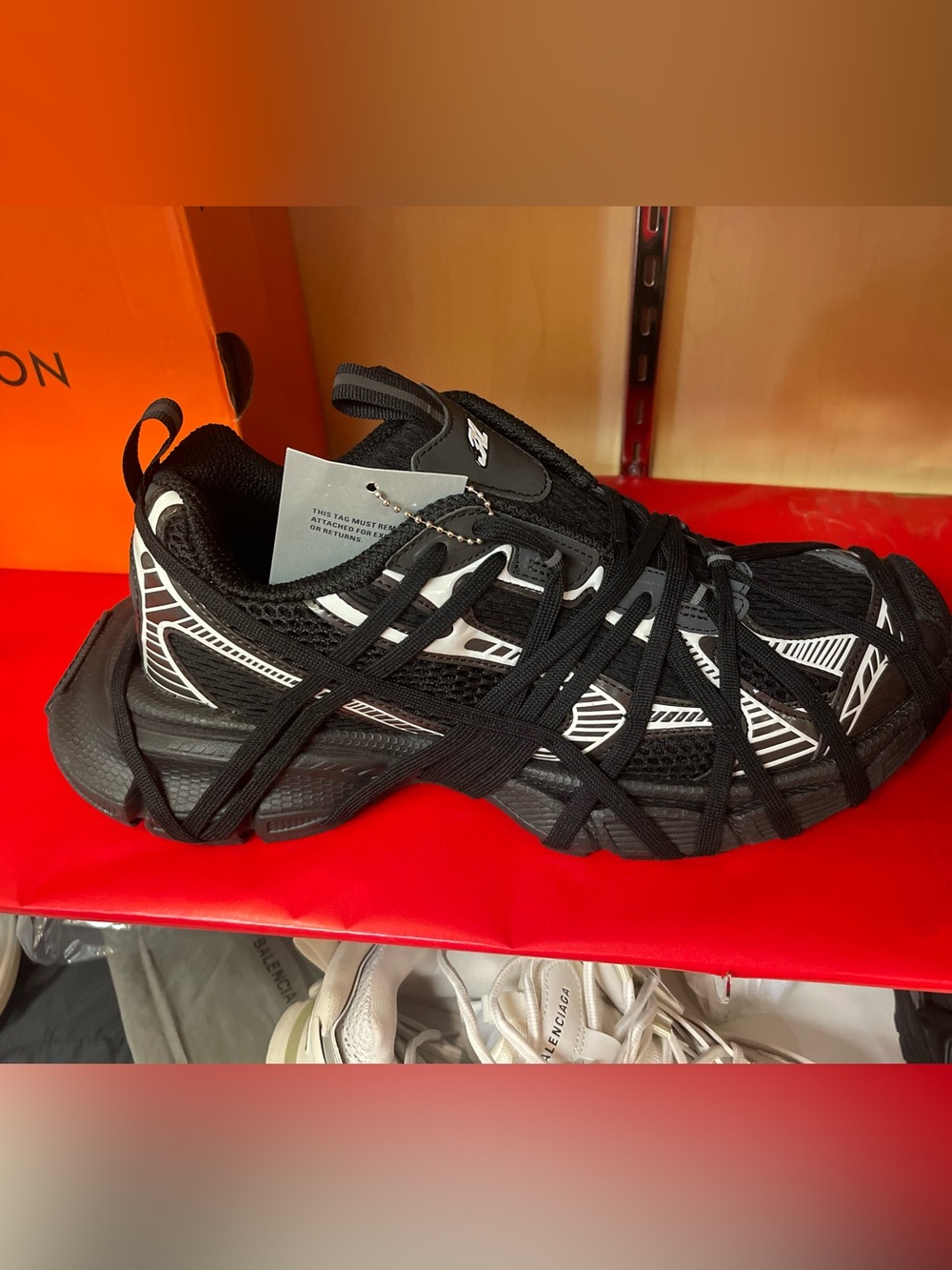 Balenciaga Black & White Trail Lace-Up Runner Sneakers